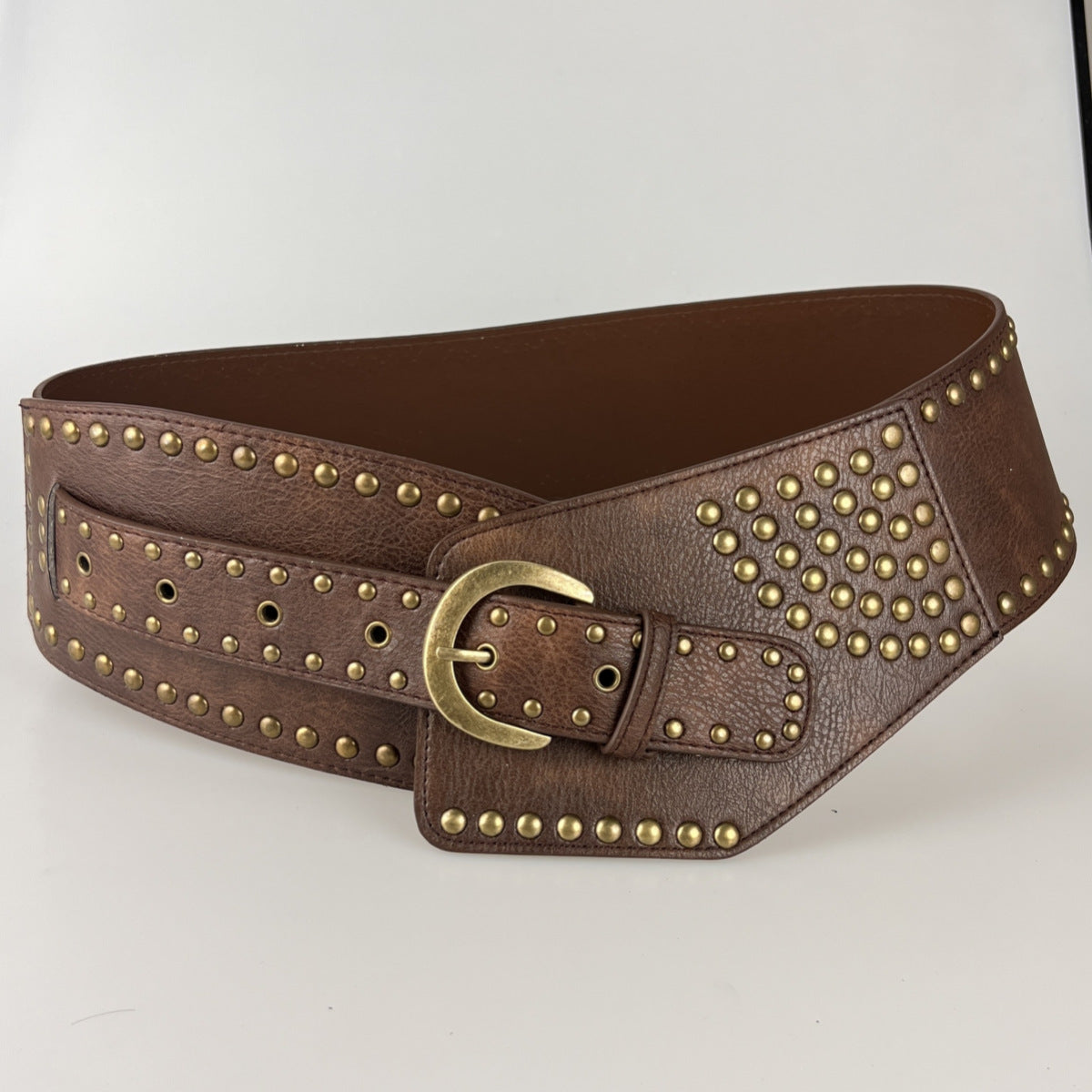 Chunky Punk Wide Studded PU Leather Belt 6W6JBT186