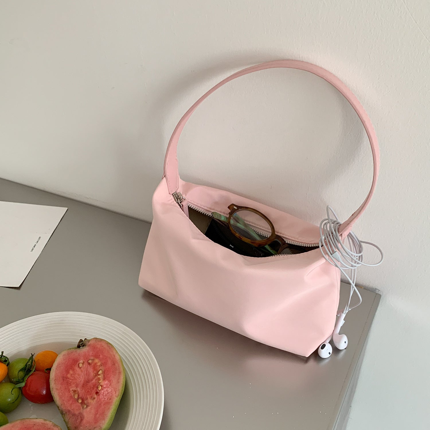 Simple Solid Color Nylon Handbag 6W10BBG1359