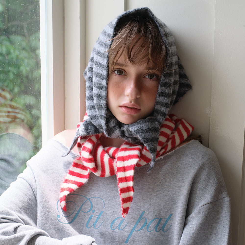 Simple Color Block Striped Triangle Scarf 6W6NSW268