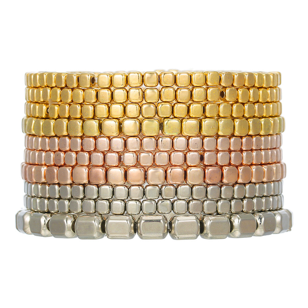 Stylish Gold Plated Multi Layer Beaded Bracelets 6W6JBR501