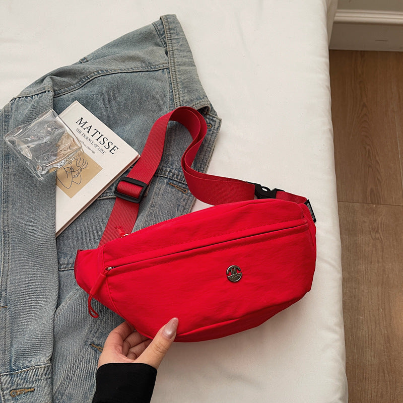 Simple Solid Color Nylon Outdoor Crossbody Bag 6W10BBG1399