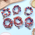 Stylish USA Flag Elastic Beaded Chain Bracelets Set 8ZA6JBR199T