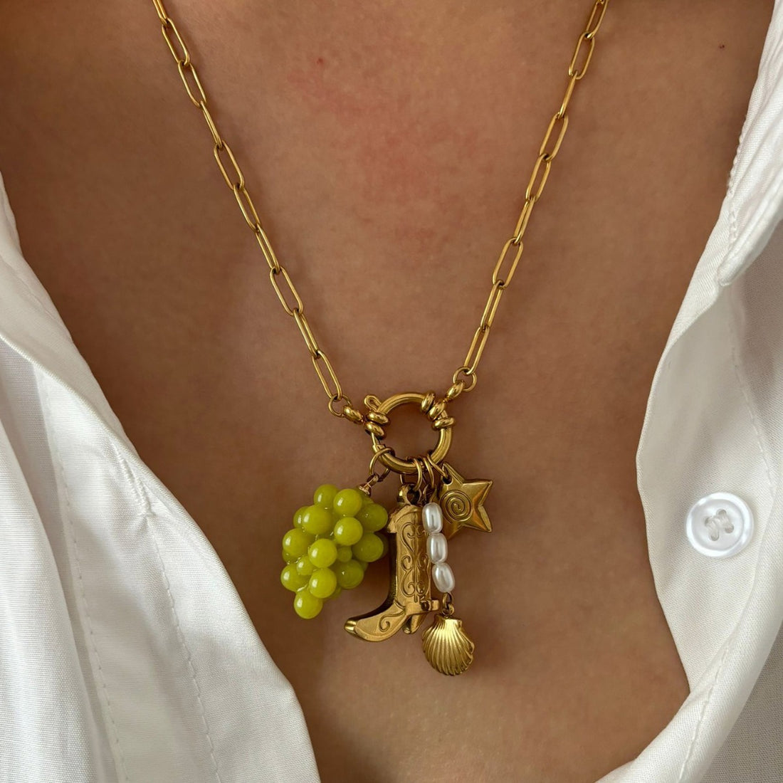 Pearl Grape Pendant Necklace - DippedShop Wholesale - #4643