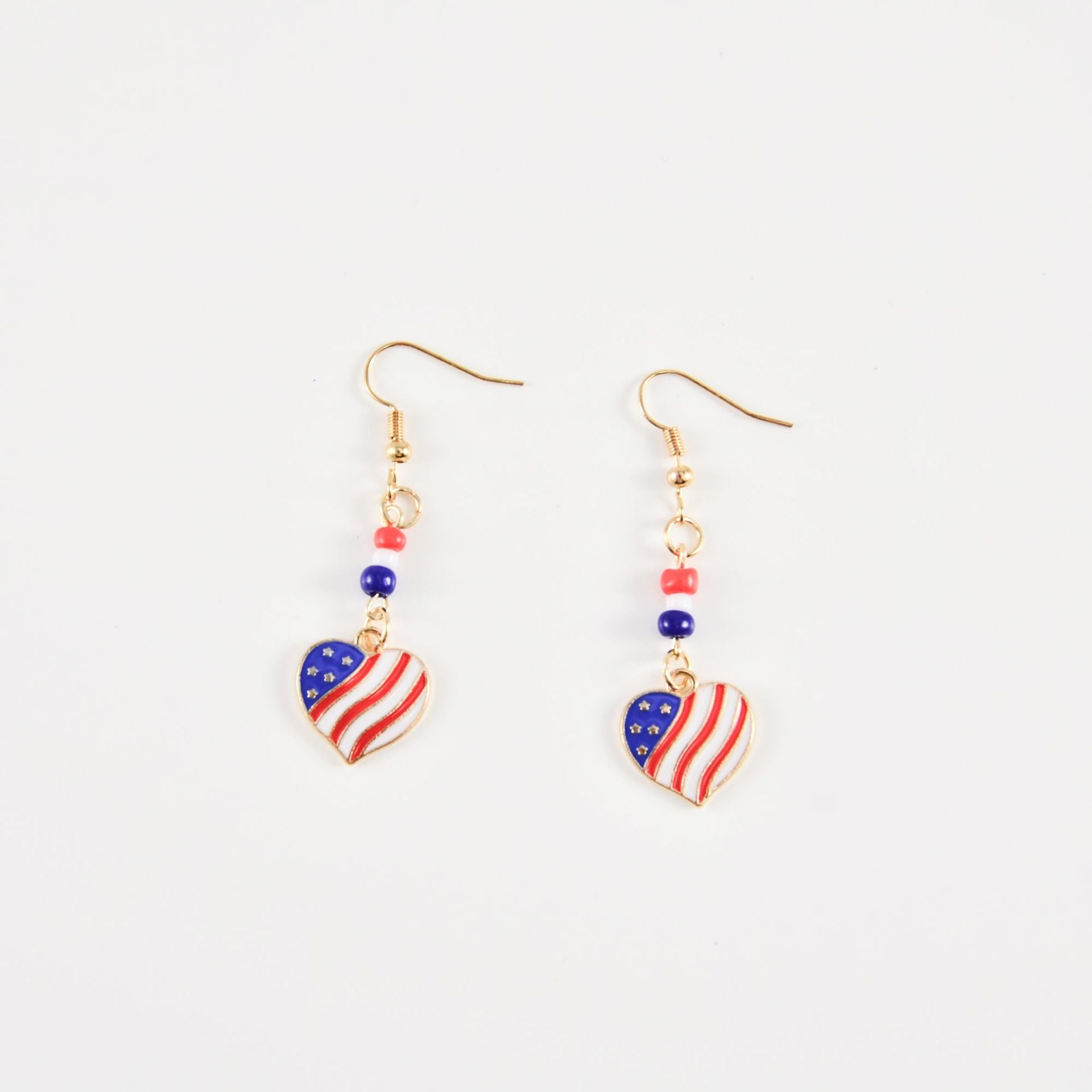 Vintage USA Flag Boot Pendant Beaded Dangle Earring 8ZA6JER190L