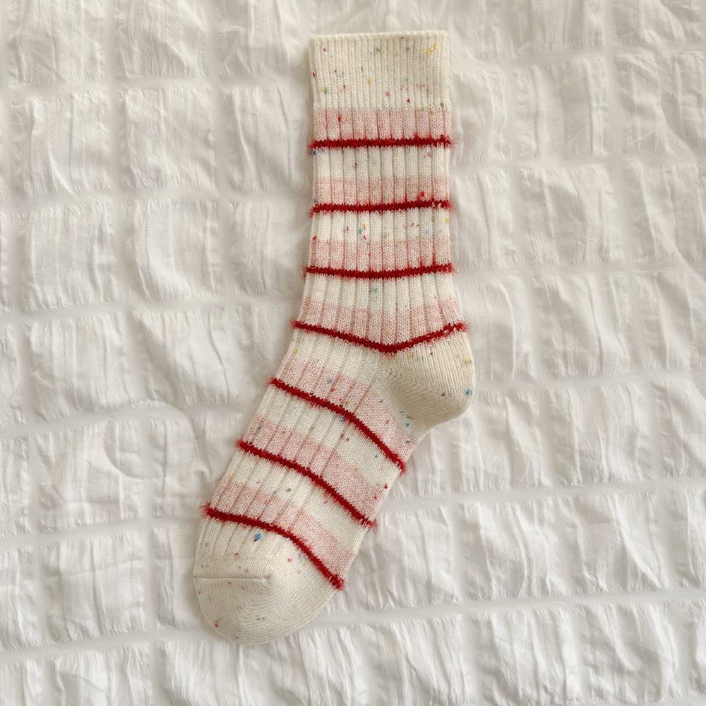 Minimalist Striped Wool Blend Thicken Crew Socks 6W8FSO537