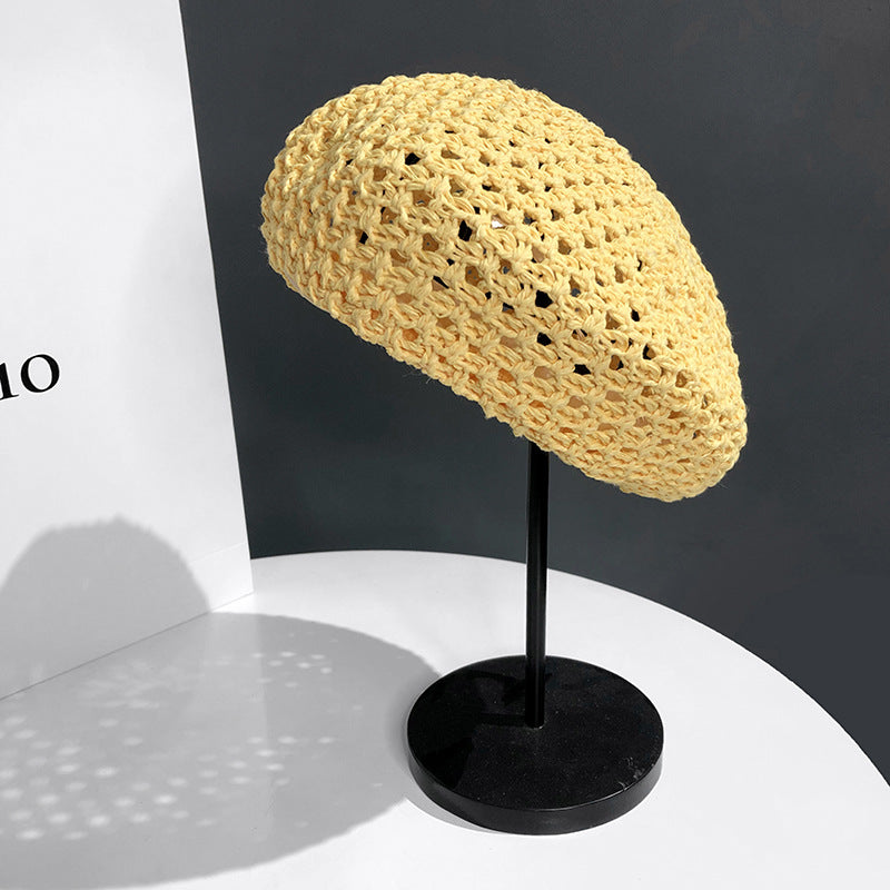 Simple Hollow Out Crochet Thin Beret Hat MK2CK6W6HAT65
