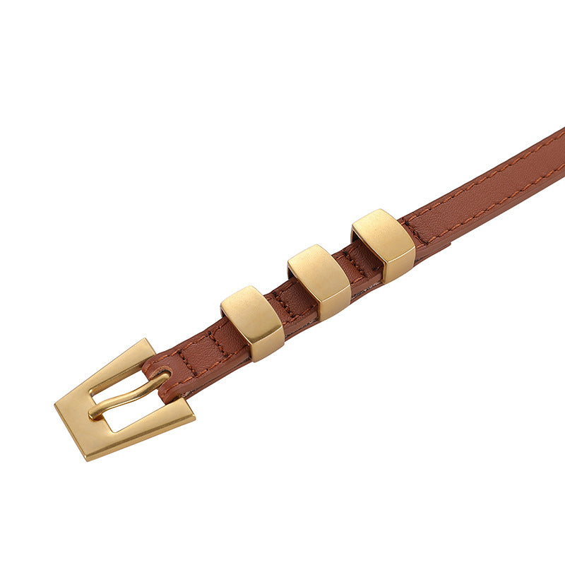 Minimalist Unique Buckle SKinny Leather Belt MK2MBAS6W6JBT153