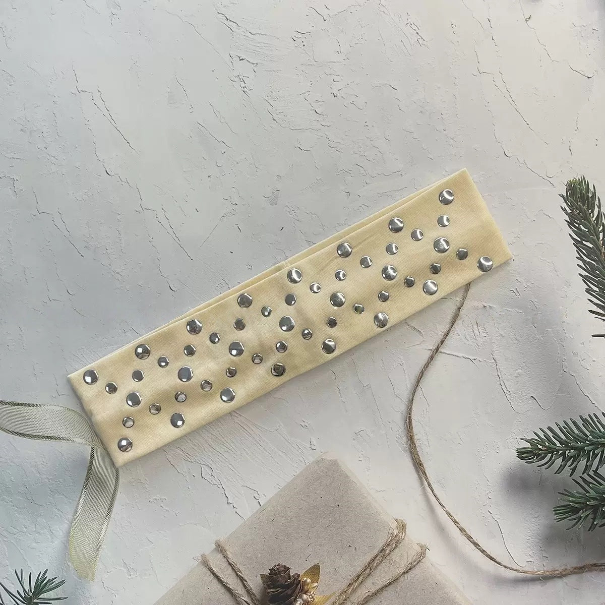 Metal Rivet Elastic Headband - DippedShop Wholesale - #5155
