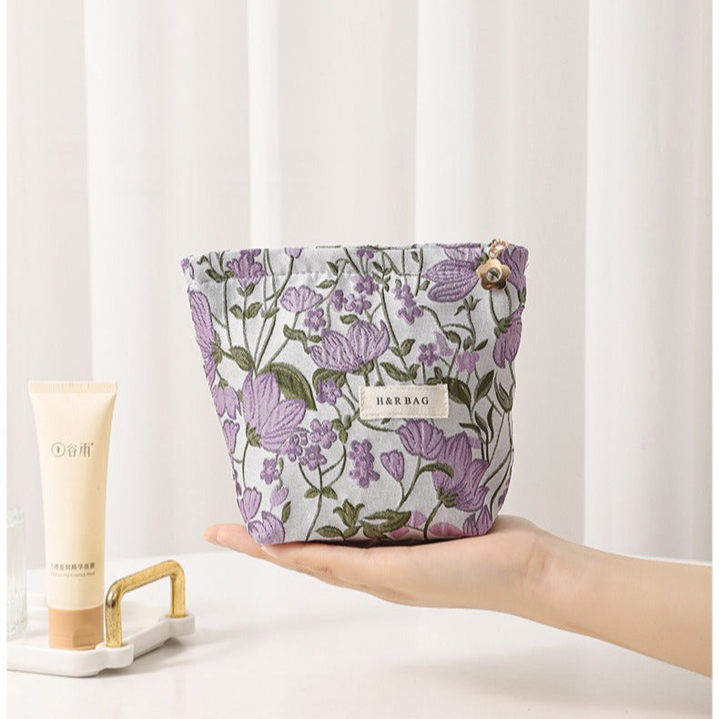 Purple Floral Jacquard Cosmetic Bag DPB1024