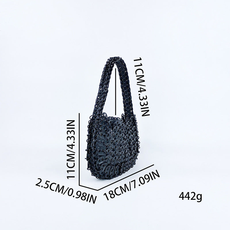 Stylish Solid Color Hand Woven Glitter Sequin Handbag 8CW6BBG514T