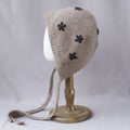 Floral Jacquard Angora Knit Bonnet With Ties 6W6HAT699