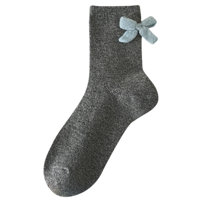 Elegant Bow Knot Warm Wool Blend Slouch Socks 6W8FSO541