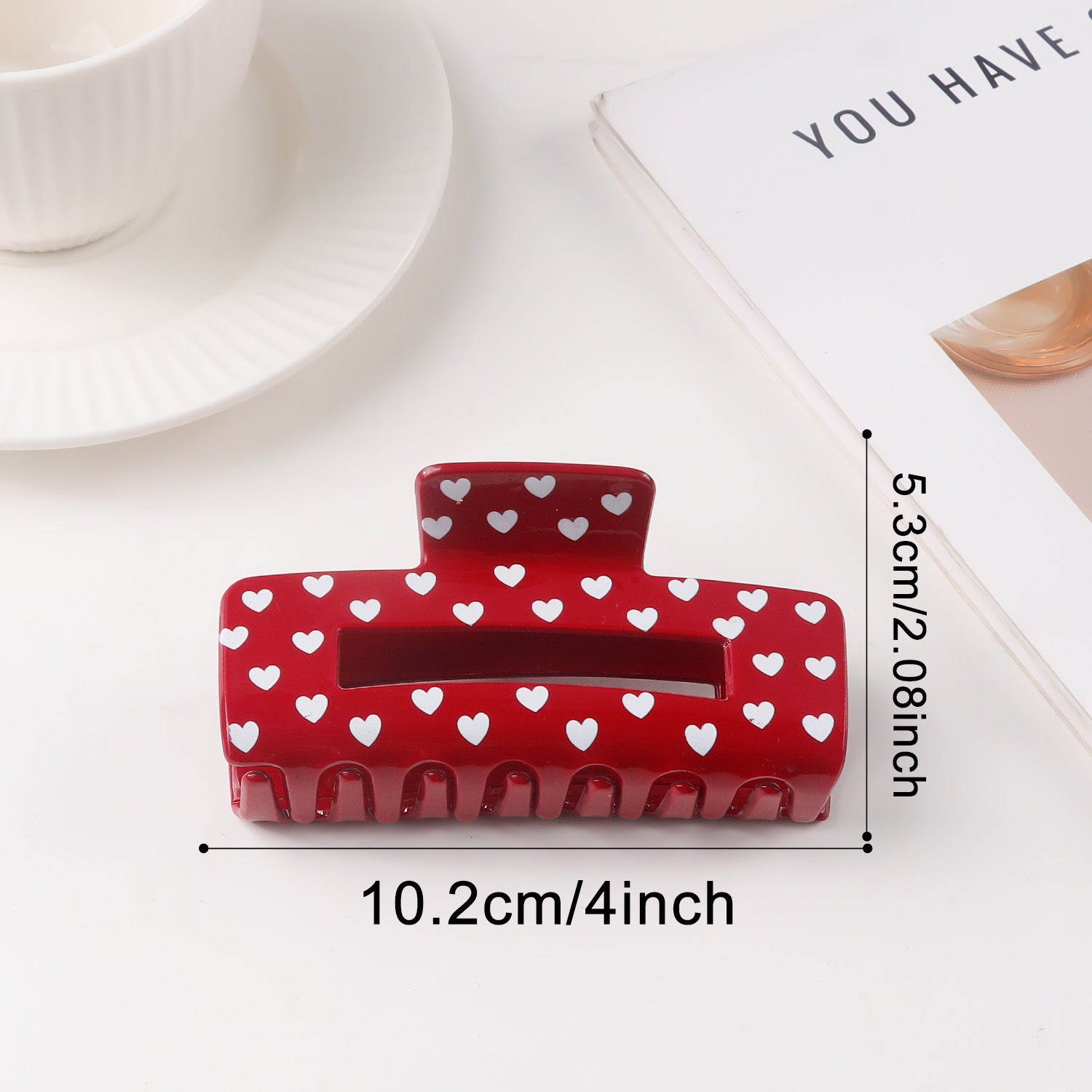 Heart Print Hair Claw - DippedShop Wholesale - #4467