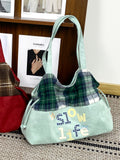 Plaid Drawstring Shoulder Bag - DippedShop Wholesale - #7363