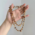Vintage Tiger's Eye Pearl Chain Necklace 6W6JNC668