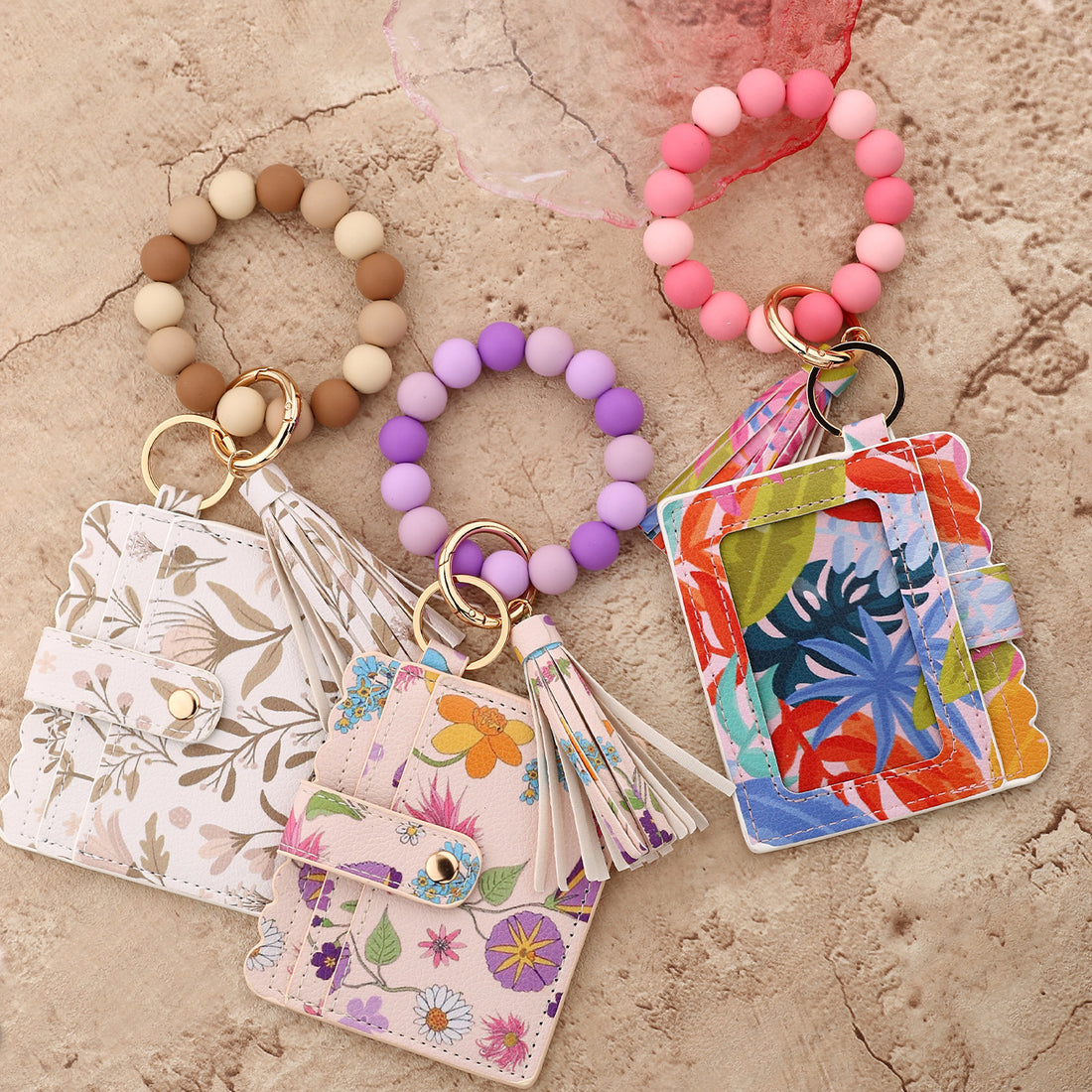 Floral Leather Wristlet Wallet - DippedShop Wholesale - #0771