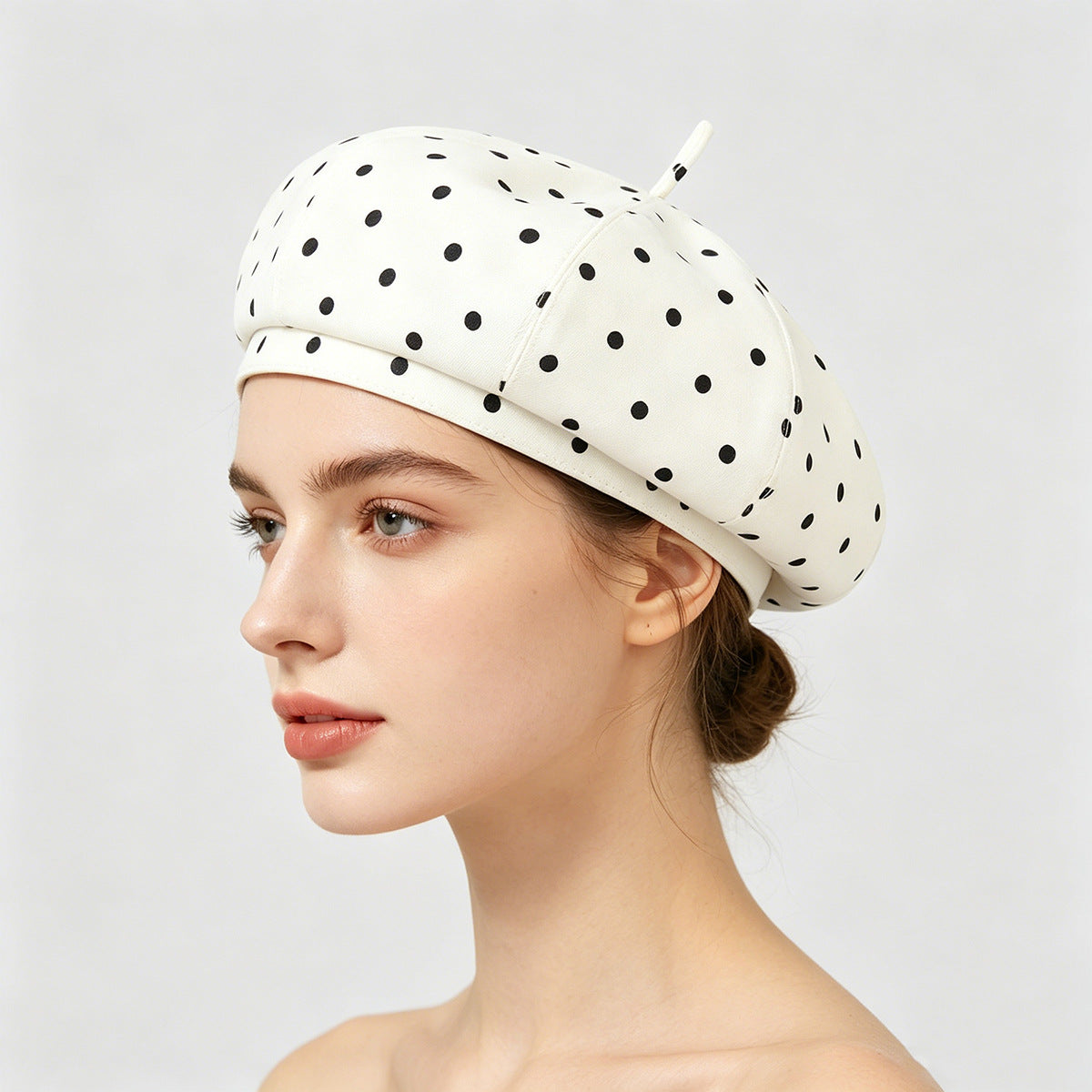 Trendy Polka Dots Foldable Beret Hat 8BK6HAT198L