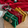 Ribbed Embroidered Christmas Cotton Socks 6W8FSO913