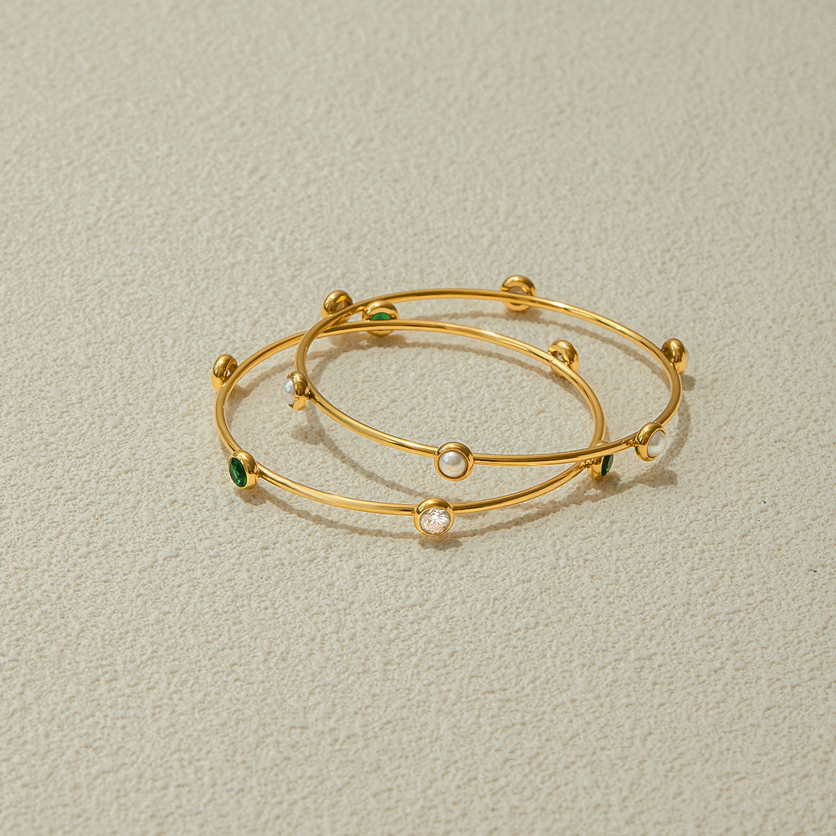 Trendy Gold Plated Pearl Bangle Bracelet 6W6JBR596