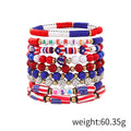 Stylish USA Flag Elastic Beaded Chain Bracelets Set 8ZA6JBR301L