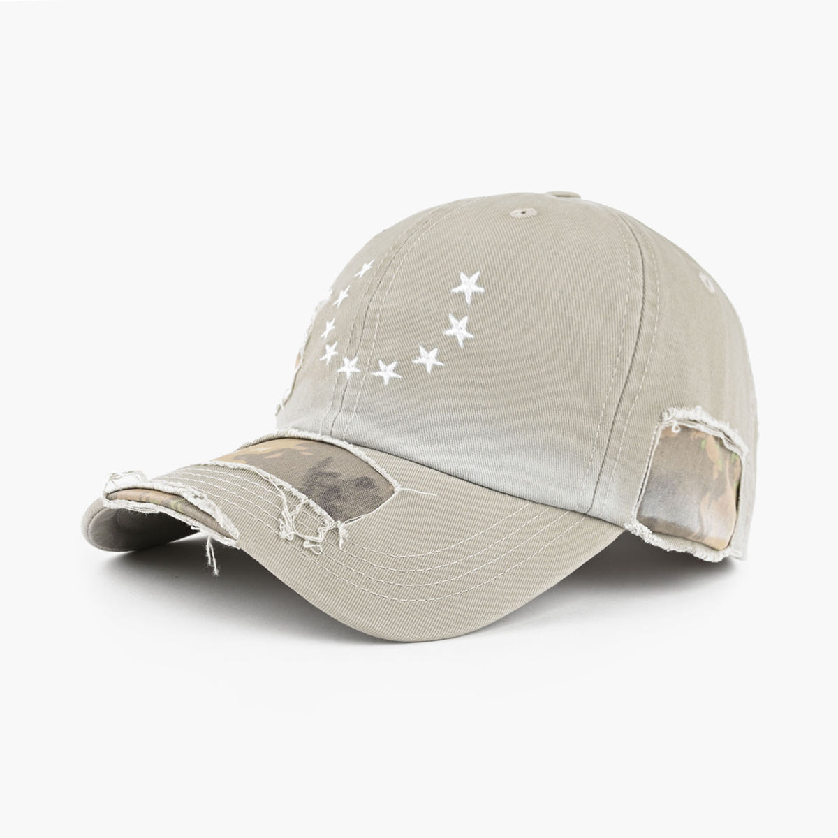 Vintage Star Print Distressed Ripped Baseball Cap 6W6HAT777