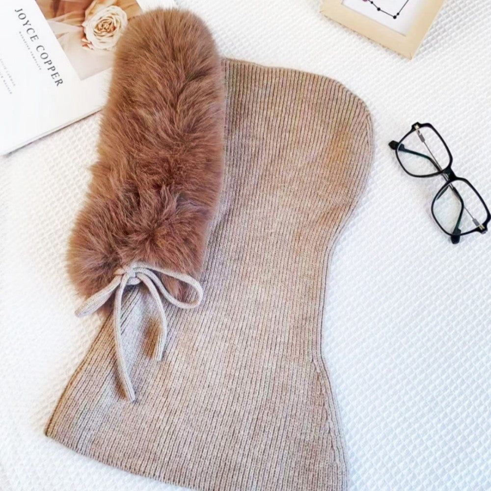 Knit Hooded Scarf Cap - DippedShop Wholesale - #7539