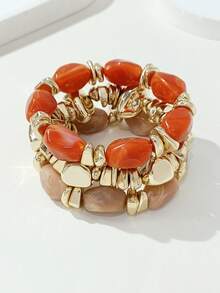 Retro Irregular Acrylic Beaded Bracelet Set 6W6JBR605