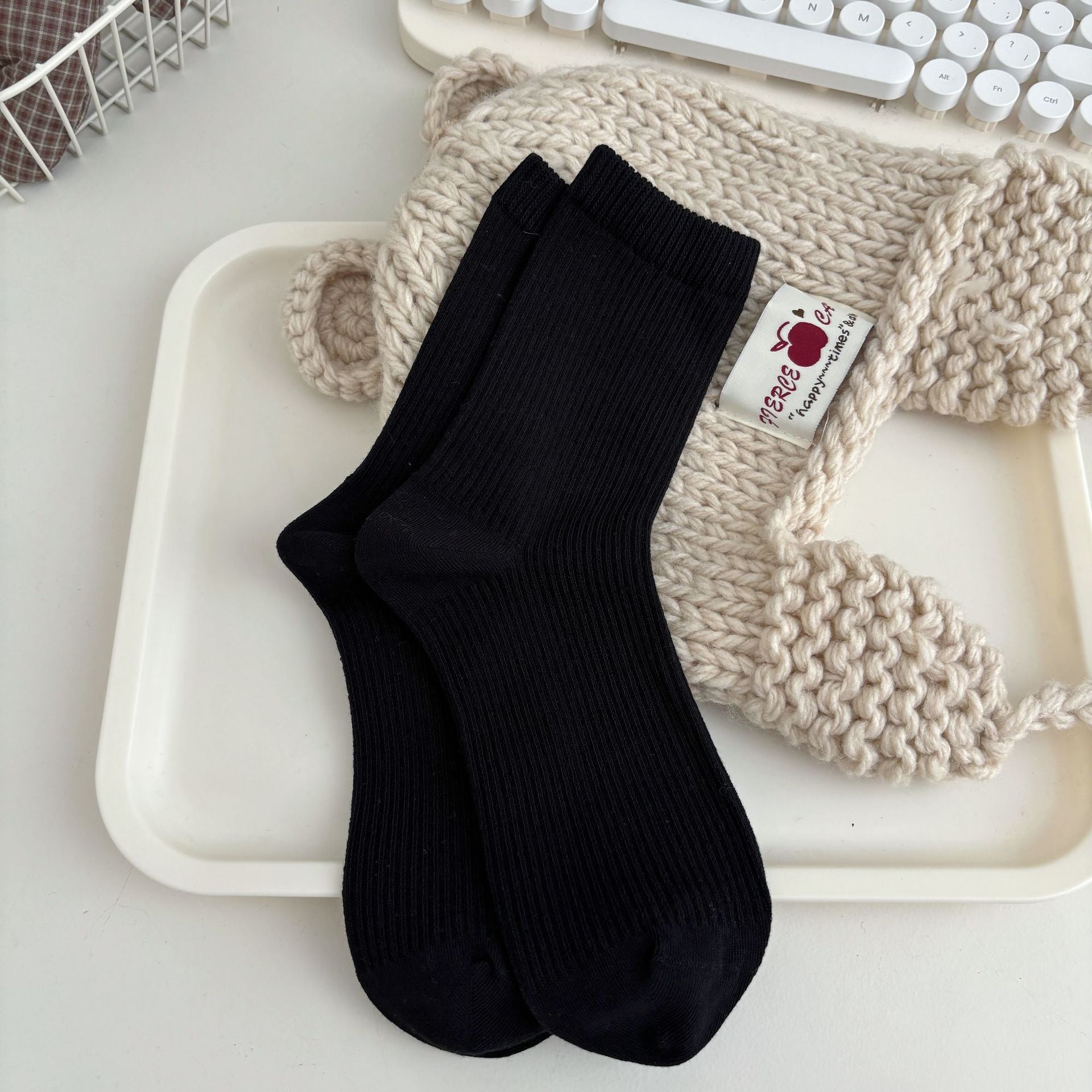 Minimalist Solid Color Cotton Slouch Socks 6W8FSO544
