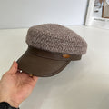 Leather Brim Knit Beret - DippedShop Wholesale - #2547