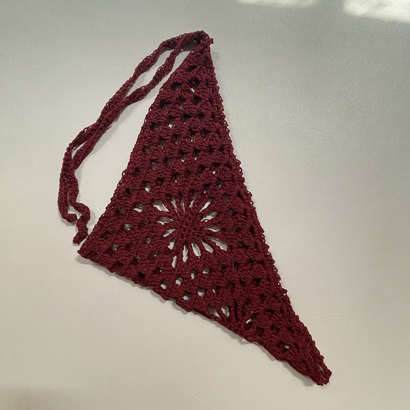 Minimalist Solid Color Crochet Bandana Headscarf MK2BK6W6HHS09