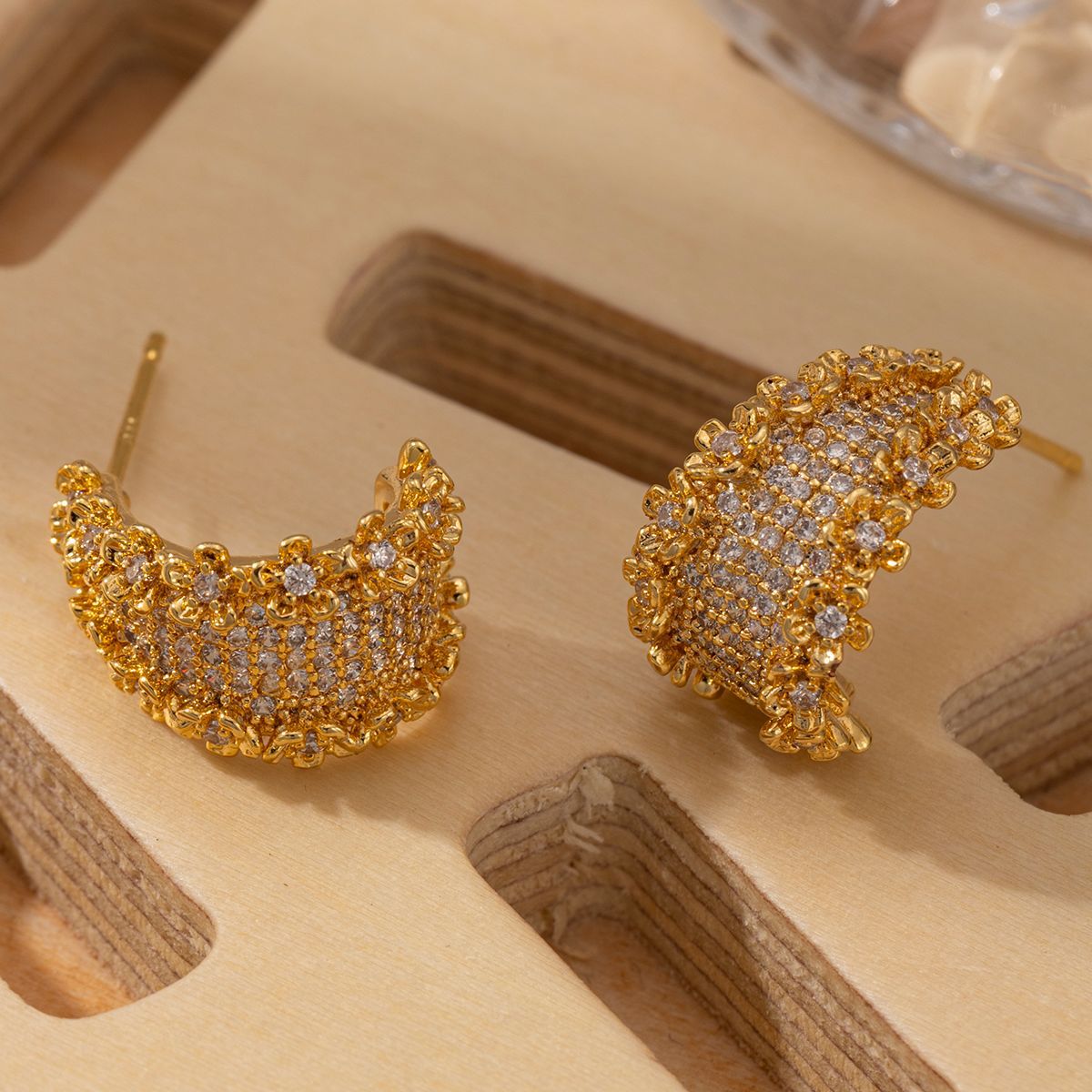 C-Shaped Cubic Zirconia Studs - DippedShop Wholesale - #9635