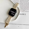 Luxury Metal Chain Pearl Rhinestones Watch Band 6W6JWA92