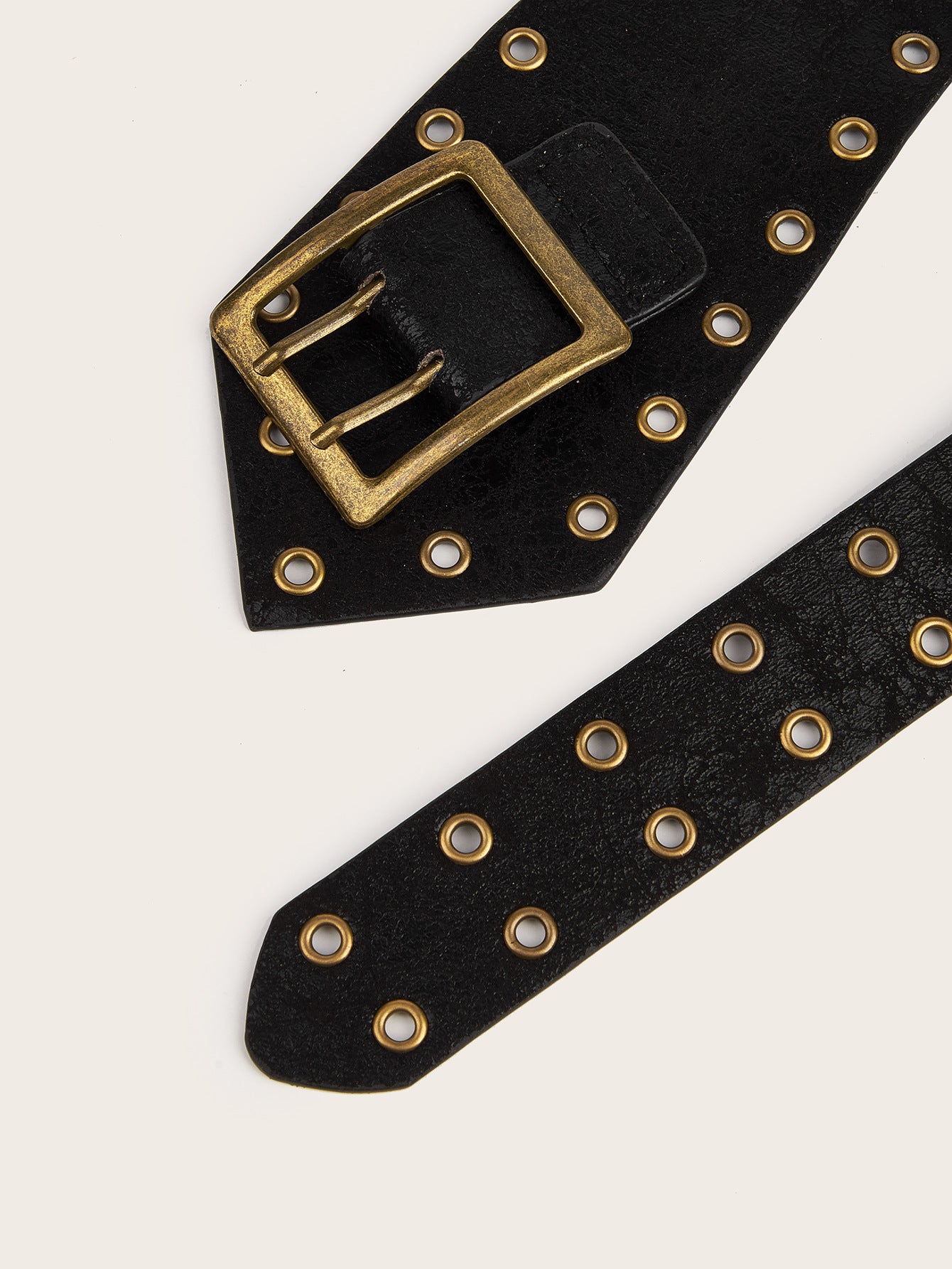 Vintage Hollow Out Studded Wide Leather Belt 6W6JBT174