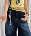Fashoion Hollow Out Star Yellow Leather Belt 6W6JBT141