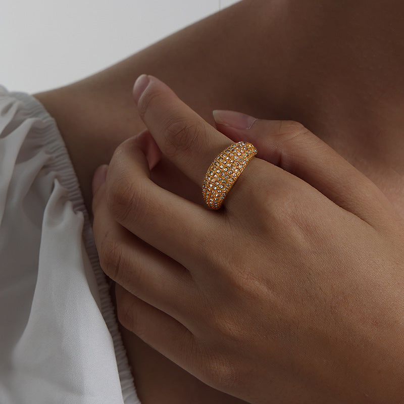 Chunky Gold Plated Sparking Zirconia Ring 8ZA6JRG143L