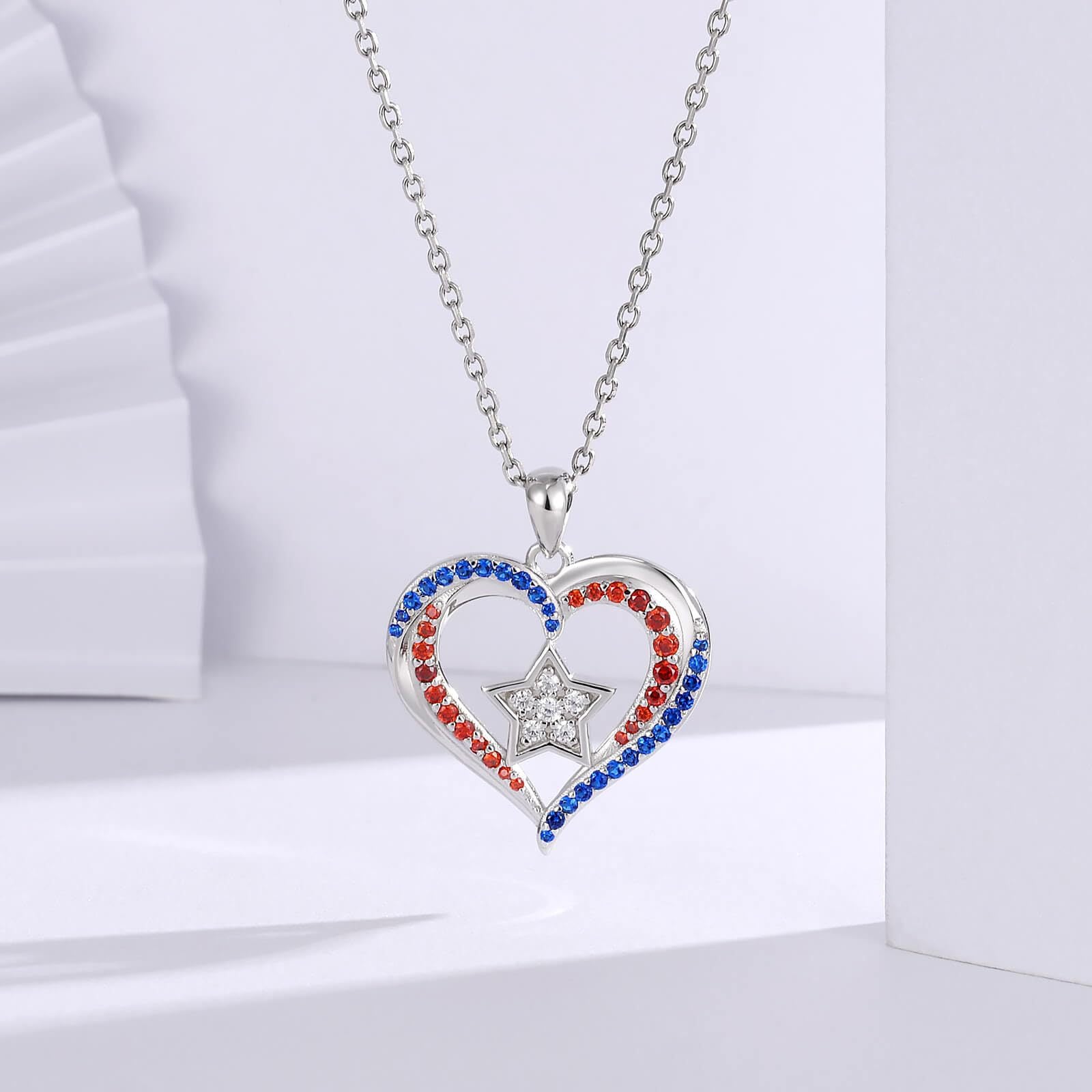 Minimalist Star Pandant Heart Frame Rhinestone Necklace 8ZA6JNC291L