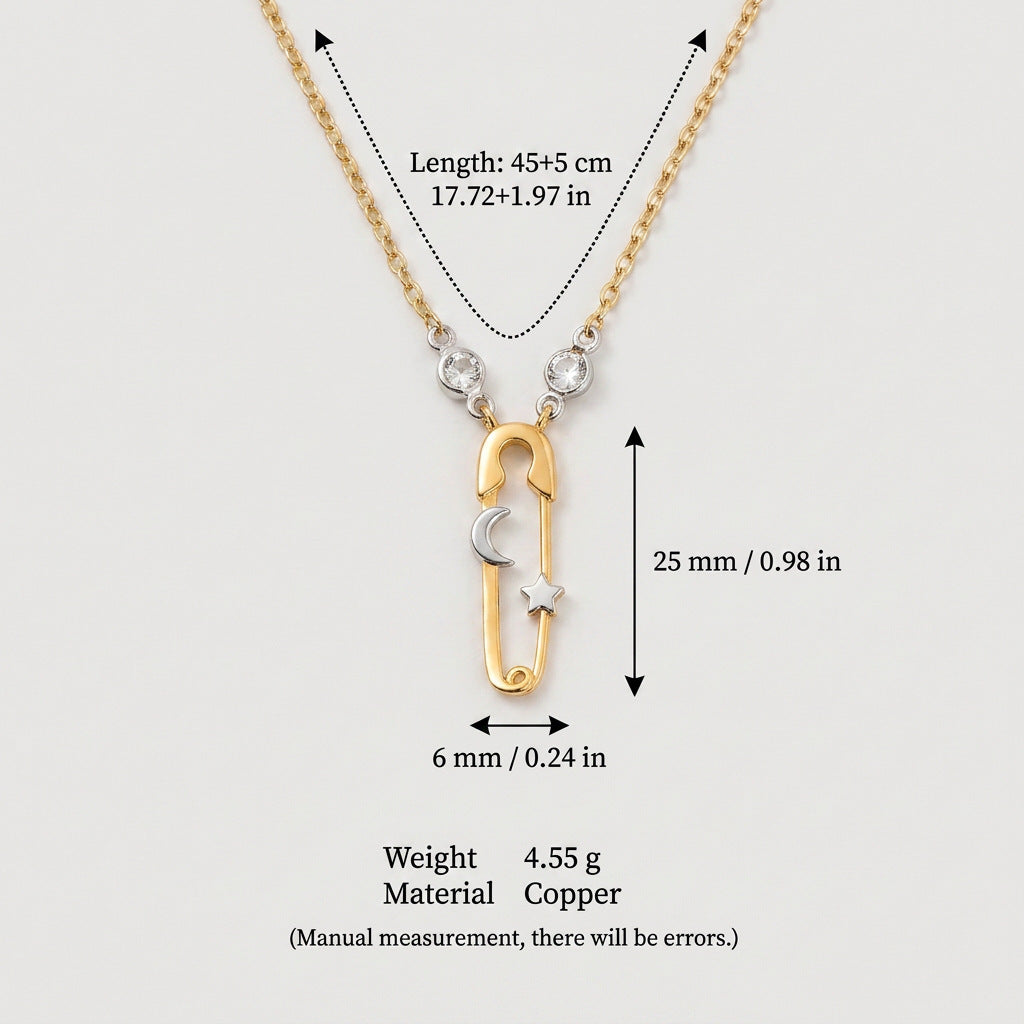 Creative Gold Plated Pin Pendant Choker Necklace 6W6JNC644