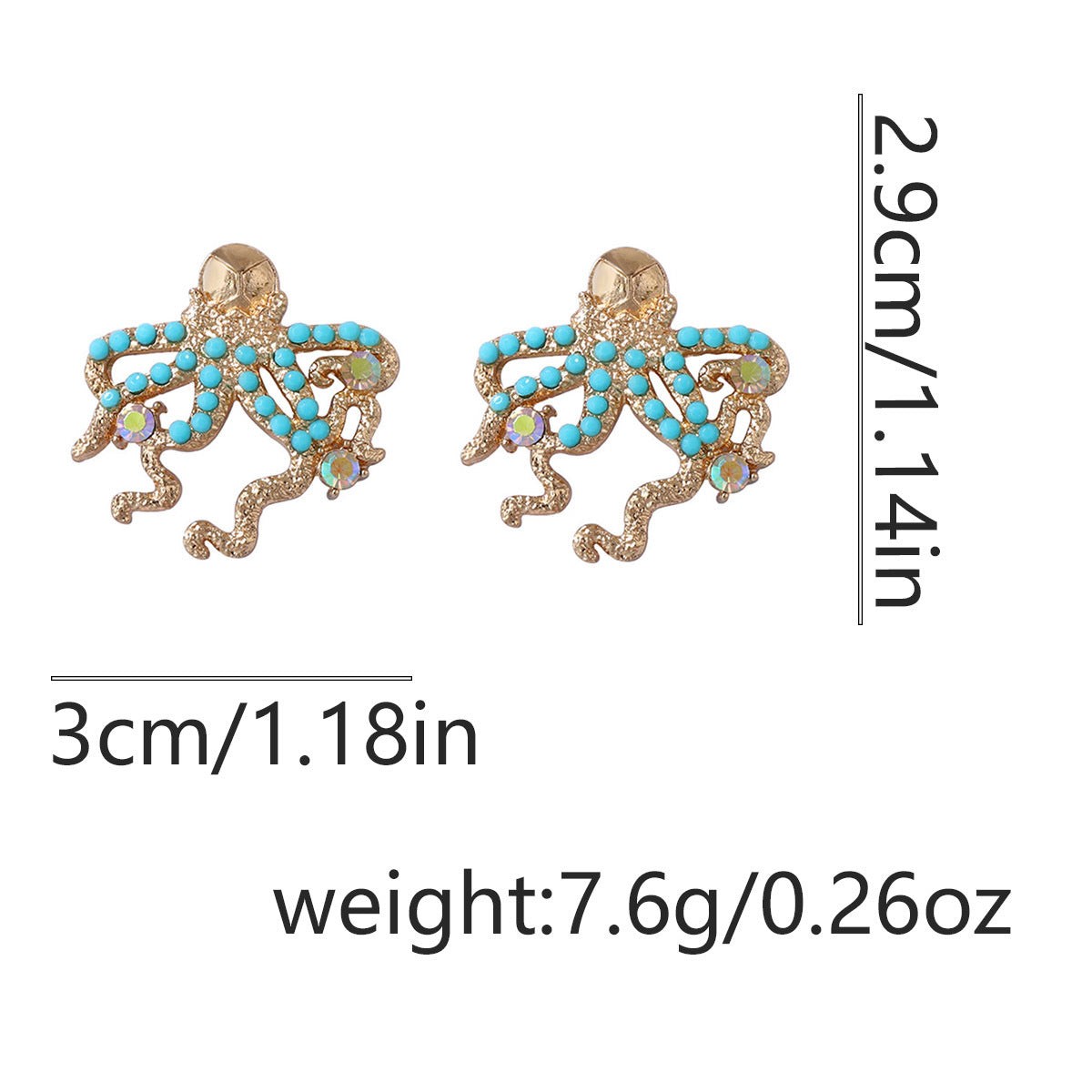 Gold Octopus Stud Earrings - DippedShop Wholesale - #4355