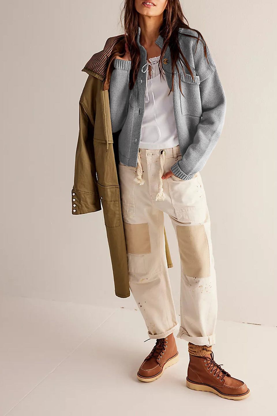 Stand Collar Button Cardigan - DippedShop Wholesale - #1219