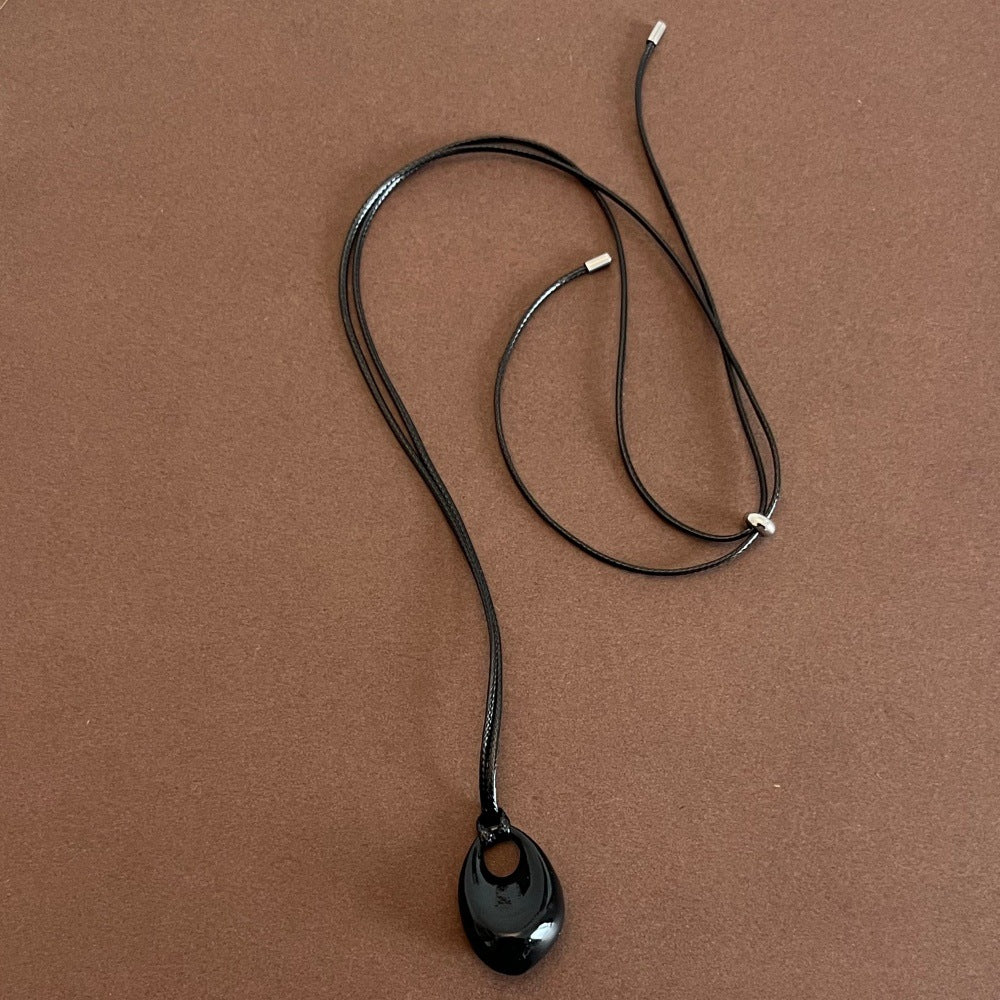 Teardrop pendant leather necklace - DippedShop Wholesale - #1843