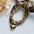 2 Pcs Leopard Print Hear Pendant Scarf Necklace 6W6JNC1003