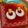 Vintage Enamel Glaze Hollow Circle Stud Earrings 6W6JER750