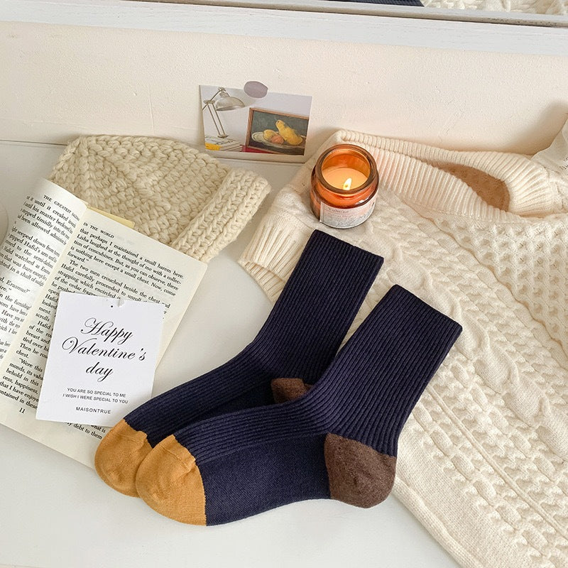 Minimalist Striped Color Block Knit Slouchy Socks 6W8FSO706