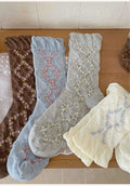 Floral Ruffled Crew Socks - DippedShop Wholesale - #7827
