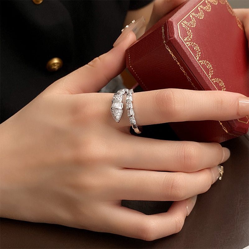 Trendy Snake Cubic Zirconia Open Finger Ring 6W6JRG378