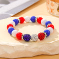 Stylish USA Flag Heart Pendants Beaded Bracelets 8ZA6JBR131T