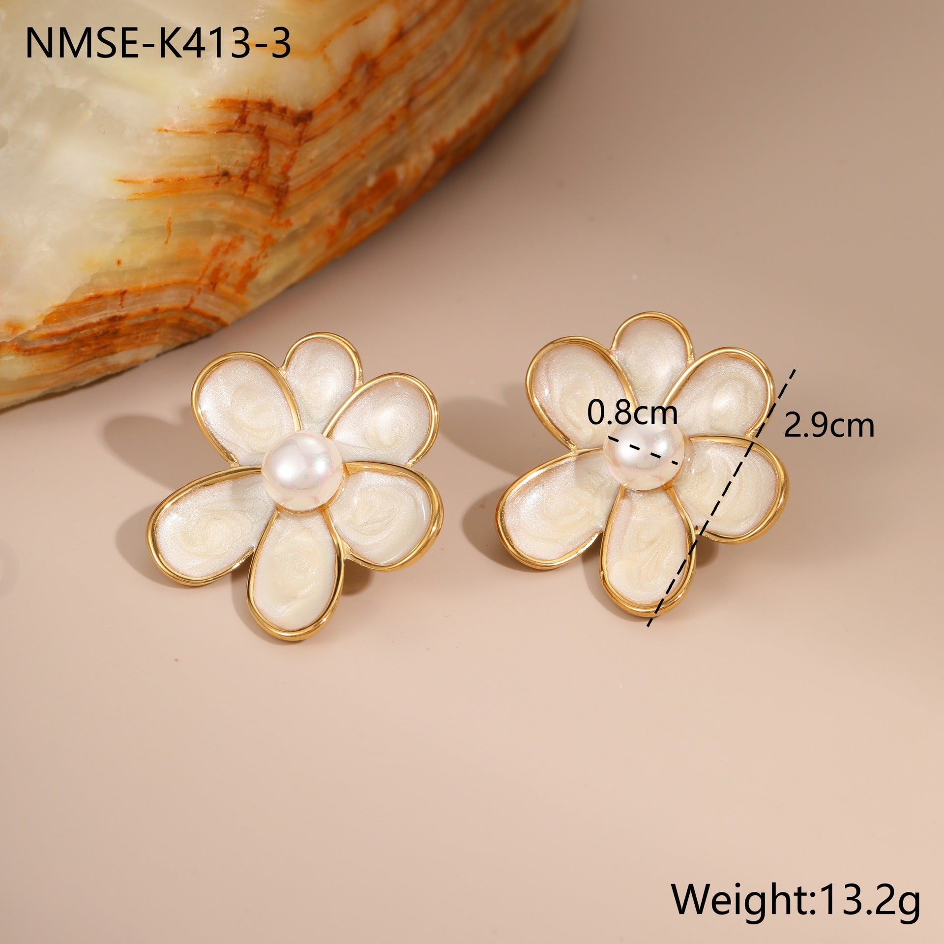 Vintage Enamel Flower Earrings - DippedShop Wholesale - #9731