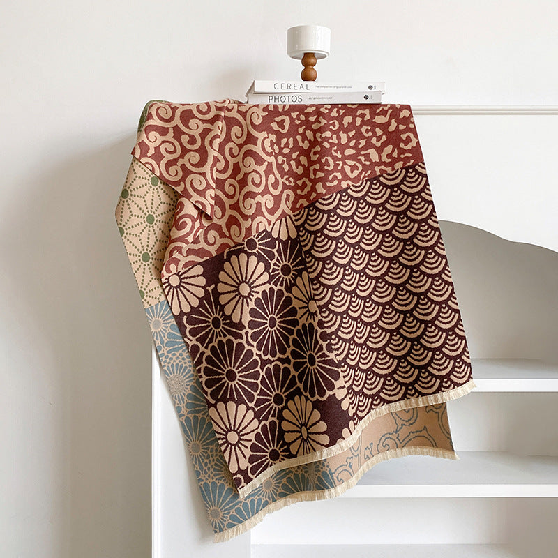 Reversible Floral Jacquard Shawl - DippedShop Wholesale - #5427