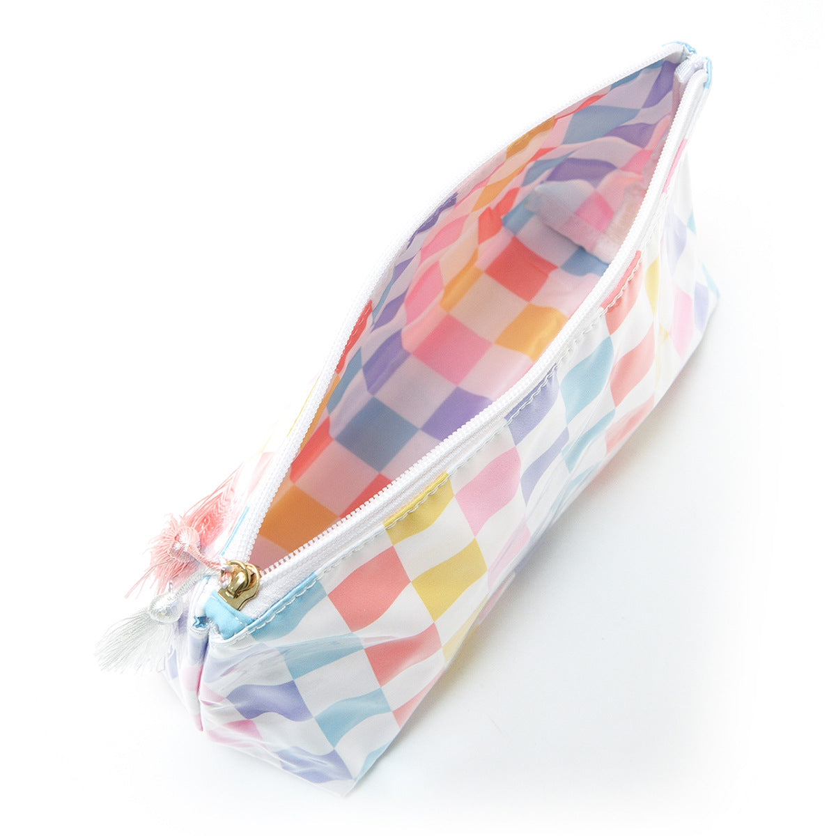 Colorful Checkerboard Waterproof PVC Cosmetic Bag MK2BLW6C5CO23