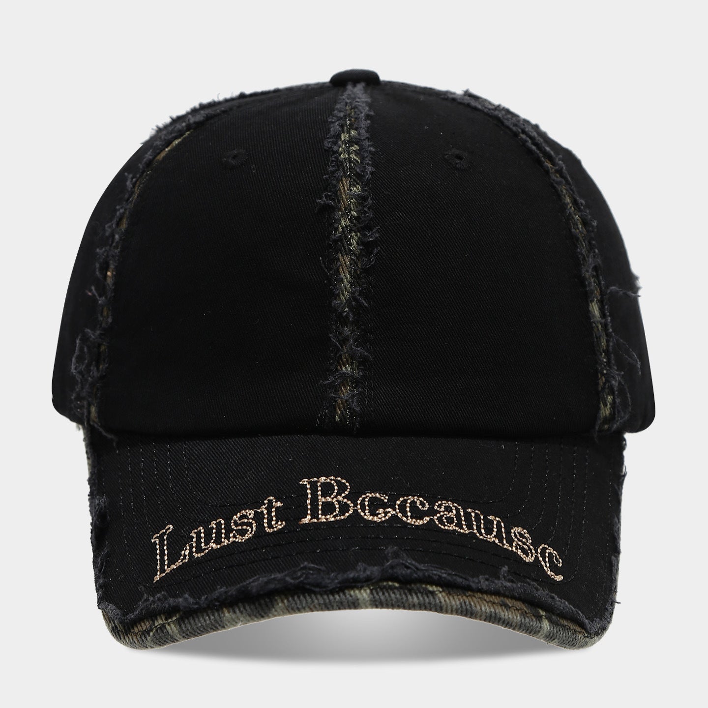 Casual Leopard Trim Frayed Baseball Cap 8BK6HAT183L